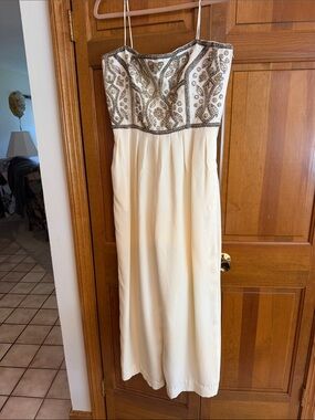 Victoria Royal Ltd Strapless Ivory Gown with Beaded Bodice
